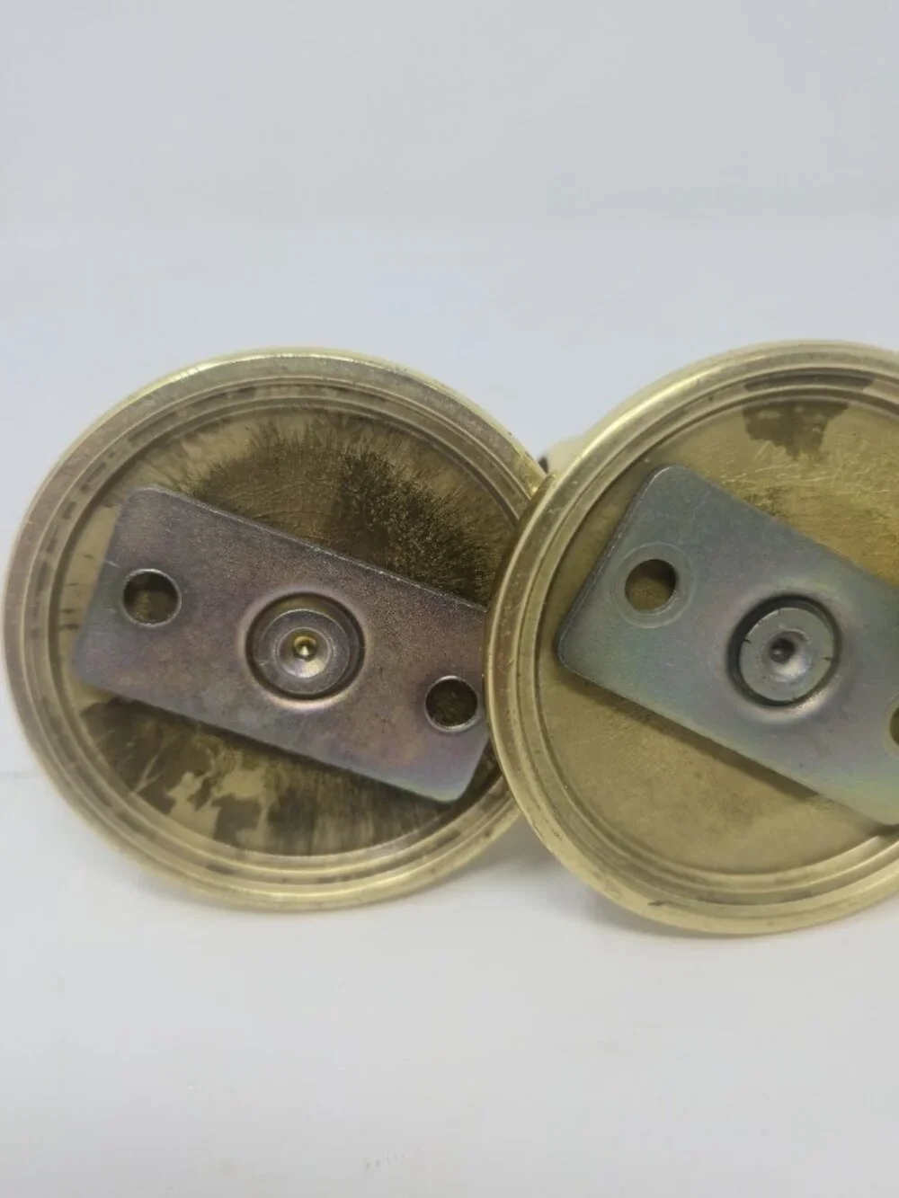 ​Set of 4 Vintage Polished Brass Curtain Rod Brackets Ball Top Scalloped Base